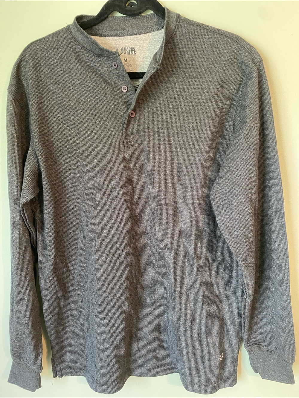 Classic Men’s Long Sleeve Henley Shirt - Gray